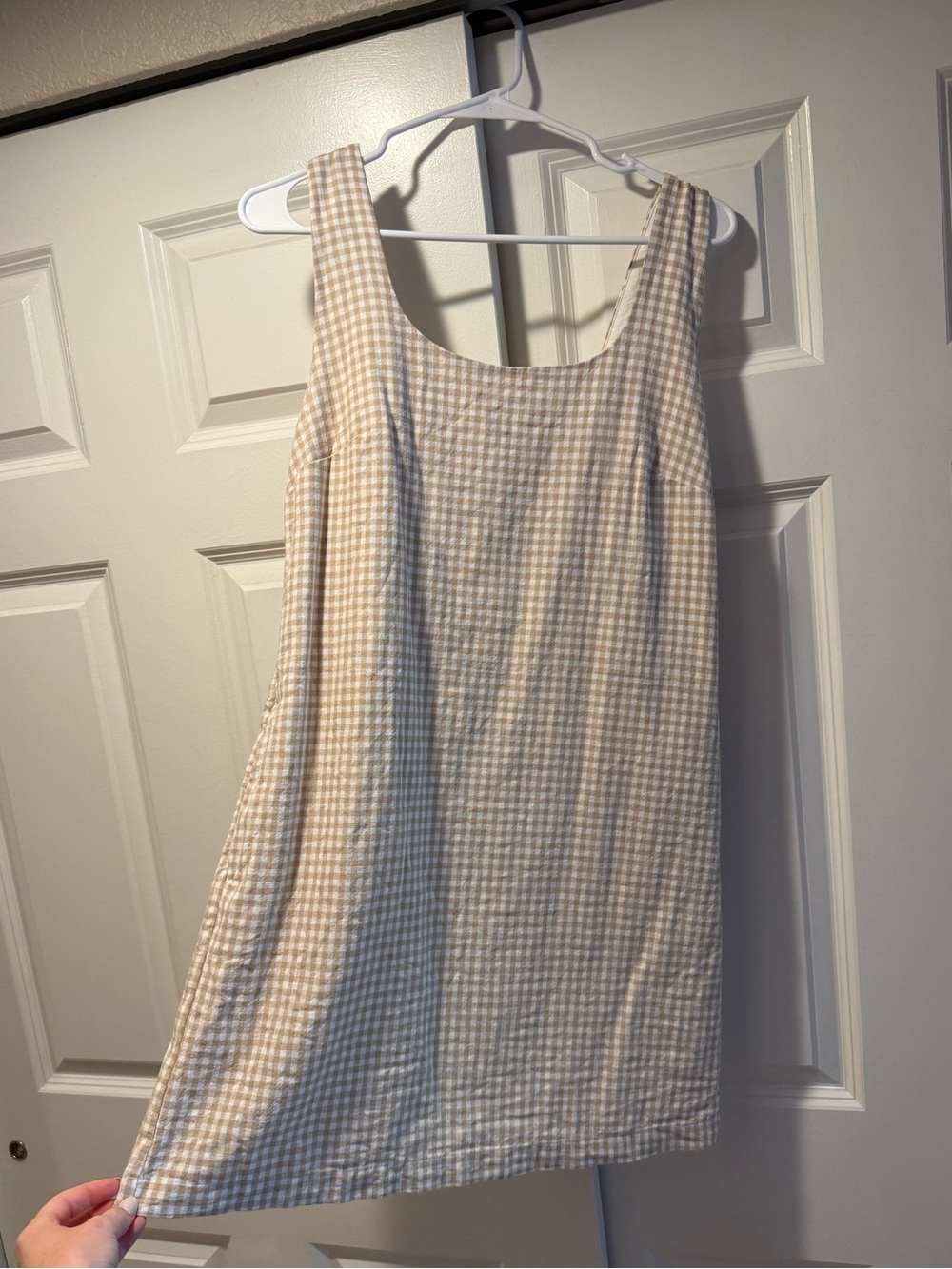 J. Crew Beige Gingham Tank Dress